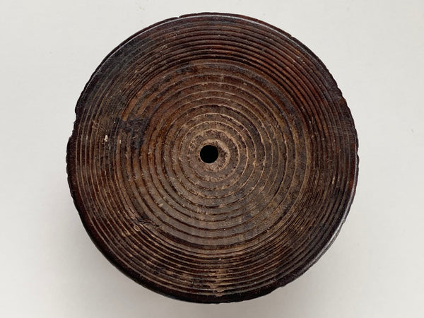 Antique 19th Century Victorian Folk Art Treen Inkwell Crafted From Lignum Vitae