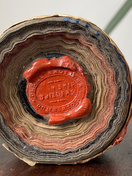 Lot Of 3 Rare Antique 19th Century Glass Ship Launch Bottle Neck Shards With Ship Builder Wax Seals & Handwritten Labels