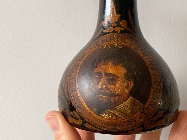 Rare Antique Folk Art Handpainted Dutch Gin Bottle Depicting A Ruler Of The Netherlands c.1820 - Source Vintage
