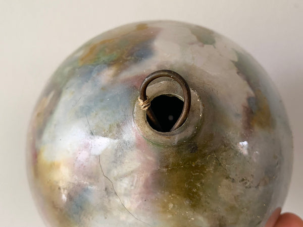 **RESERVED** Antique 19th Century Potichomania Glass Witches Ball - Source Vintage