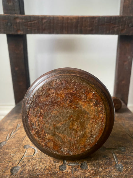 Late 17th - Early 18th Century Wrought Iron Rushlight On 19th Century Replacement Fruitwood Base