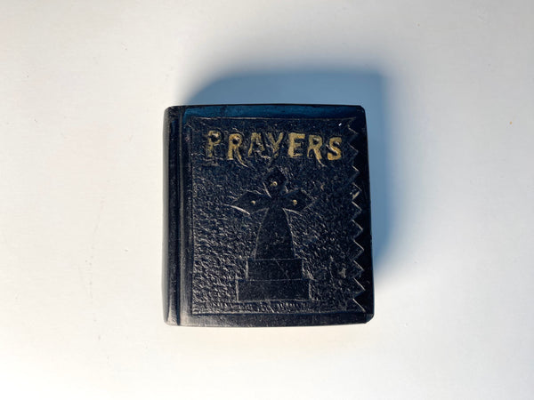 Antique 19th Century Cannel Carved Coal Miner Folk Art In Form Of A Bible Initialled A.P - Source Vintage