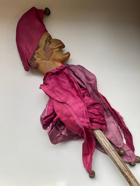 Early 20th Century Hand Carved & Painted Folk Art Wooden Marotte With Interesting Story