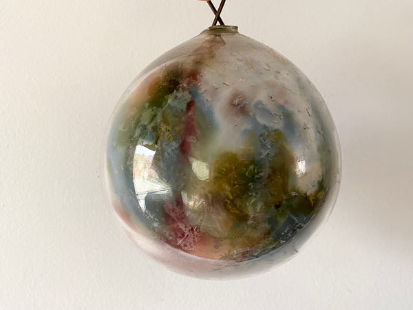 **RESERVED** Antique 19th Century Potichomania Glass Witches Ball - Source Vintage