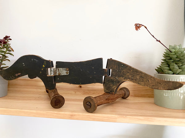 Folk Art Shed Made Toy Dachshund c.1930’s - Source Vintage