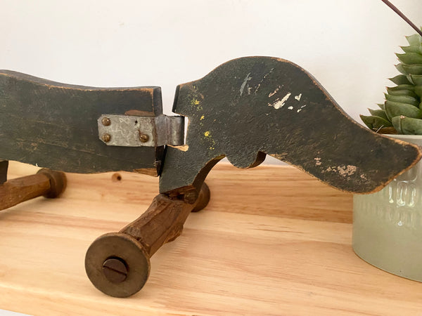 Folk Art Shed Made Toy Dachshund c.1930’s - Source Vintage