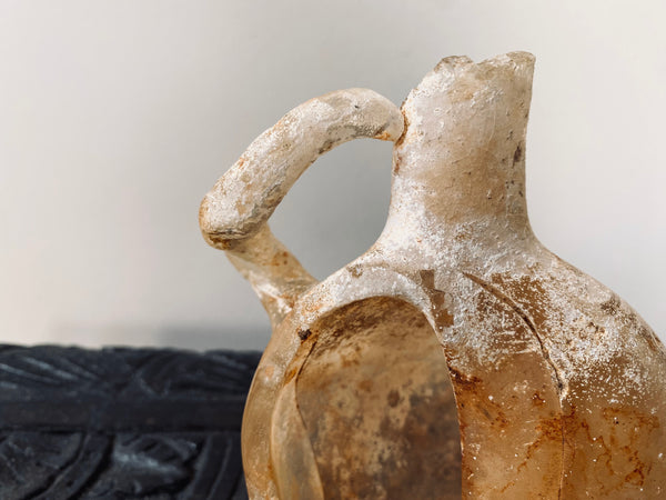 *RESERVED FOR ANDY* Superb Antique Fire Damaged Roman Glass Juglet Sculptural Art