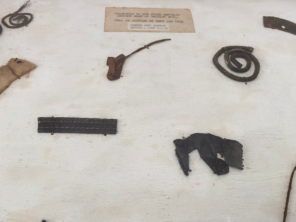 Rare Antique WW1 Framed Crash Debris From 1st Zeppelin Shot Down On British Soil Cuffley - Source Vintage