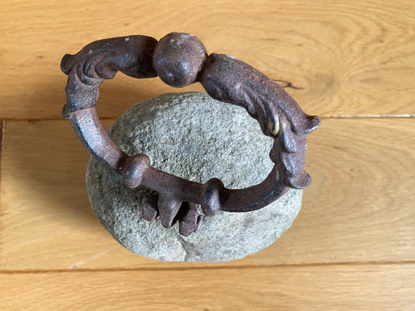 Unusual Antique 19th Century Folk Art Make-Do Stone & Cast Iron Door Stop - Source Vintage