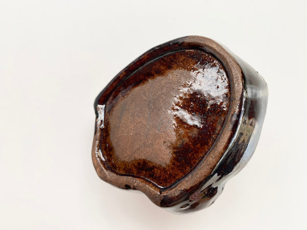Antique 19th Century Treacle Glazed Pottery Inkwell Robert Walpole - Source Vintage