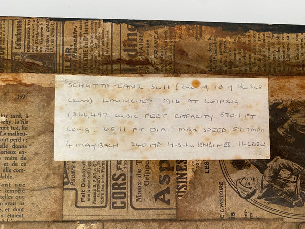 Rare Antique WW1 Framed Crash Debris From 1st Zeppelin Shot Down On British Soil Cuffley - Source Vintage