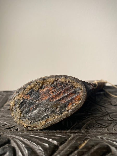 Antique 18th Century Horn Powder Flask Named ‘T. Overton’ American Rev War?