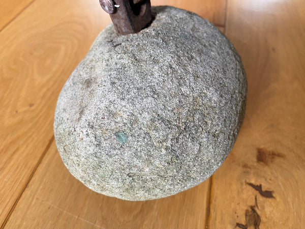 Unusual Antique 19th Century Folk Art Make-Do Stone & Cast Iron Door Stop - Source Vintage