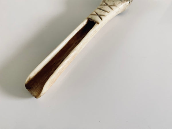 18th Century Initialled Folk Art Bone Apple Corer With Protective Markings - Source Vintage