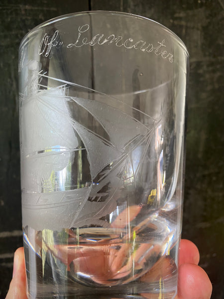 Rare Antique 19th Century Prisoner Convict Ship ‘Sir Robert Peel’ Documentary Glass Tumbler