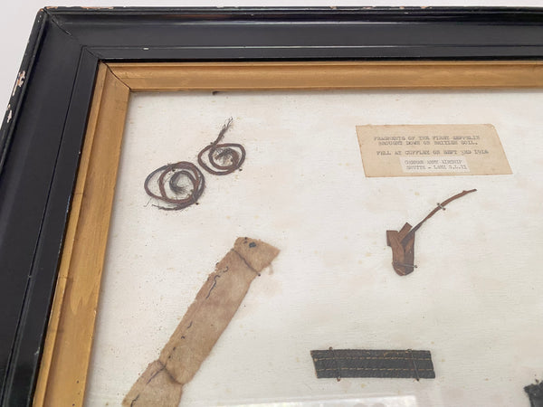 Rare Antique WW1 Framed Crash Debris From 1st Zeppelin Shot Down On British Soil Cuffley - Source Vintage