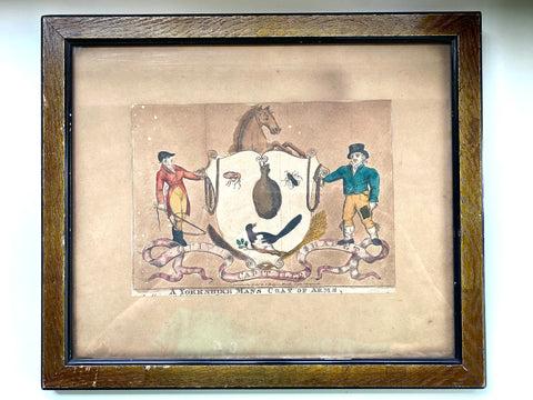 Framed Antique Hand Coloured Lithograph Of ‘The Yorkshireman’s Coat of Arms’