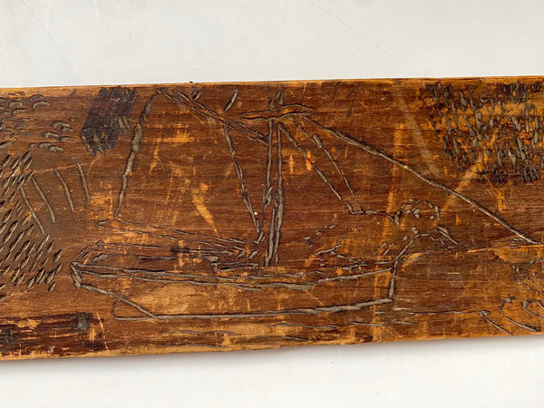 Unusual Folk Art Doodle Board Fragment Unknown Origin With Name ‘Herbet Herbert’ - Source Vintage