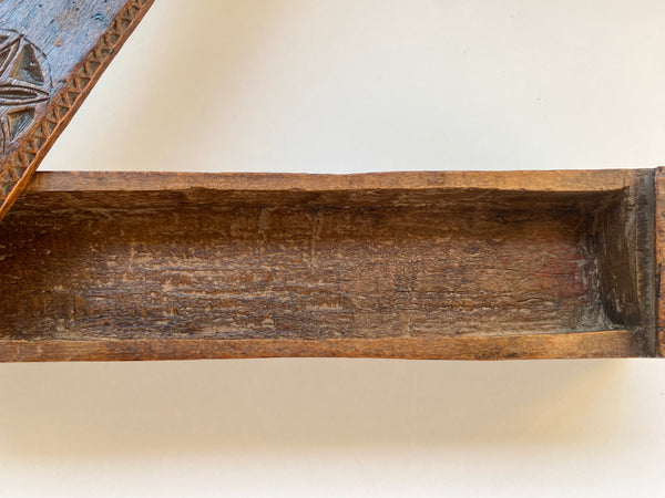 Early Antique Carved Treen Pen Or Pencil Box. Possibly Swedish In Origin Initialled & Dated 1813 - Source Vintage