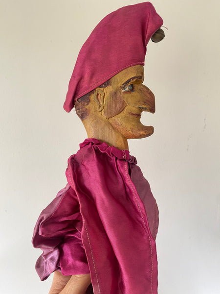 Early 20th Century Hand Carved & Painted Folk Art Wooden Marotte With Interesting Story