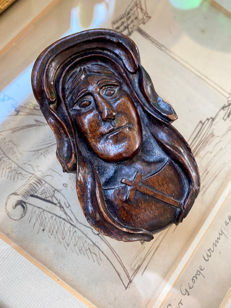 Rare Antique Carved Corbel Of The English Catholic Martyr Margaret Clitheroe