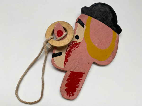 Vintage Wooden Folk Art Clown Hoop Game - Source Vintage