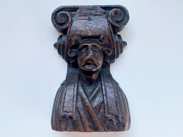 Antique 17th Century Carved Oak Figural Panel