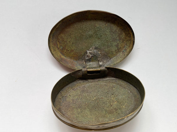 Antique 19th Century Brass Snuff Box Named ‘Ned Hay’ The Bone Smasher - Source Vintage
