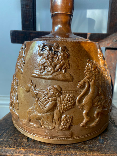A Fine Example Of An Antique 19th Century Masonic Stoneware Whisky Jug