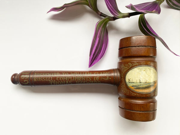 Rare 19th Century Presentation Boat Builders Mallet To The Celebrated Author William Clark Russell - Source Vintage