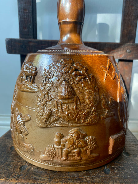 A Fine Example Of An Antique 19th Century Masonic Stoneware Whisky Jug