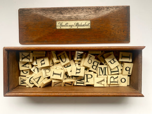 Antique Victorian Double Sided  Spelling Set c.1850s - Source Vintage