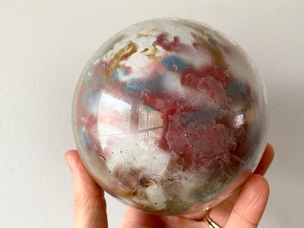 **RESERVED** Antique 19th Century Potichomania Glass Witches Ball - Source Vintage