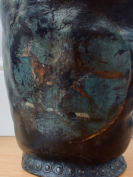 *RESERVED* Antique 18th Century Leather Fire Bucket With Folk Art Painting - Source Vintage