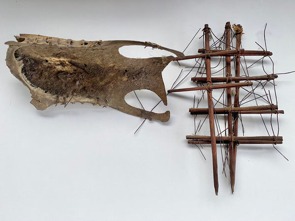 **RESERVED FOR MEGAN** Rare Antique Scratch Built Sailor Folk Art Ship Made From A Bird’s Breast Bone - Source Vintage