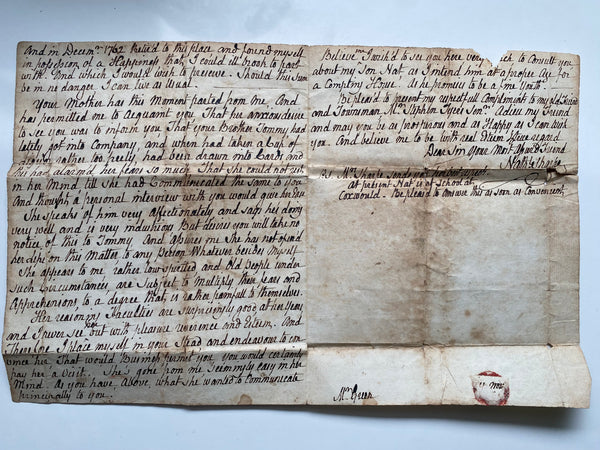 Rare Antique 18th Century Handwritten Letter About American War Of Independence & The Effect It’s Having On A Knaresbrough Man’s Investments