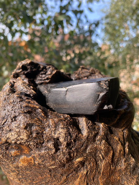 A Curious Whitby Jet Or Cannel Coal Object With A Mysterious Ritualistic Mark On The Back - Source Vintage
