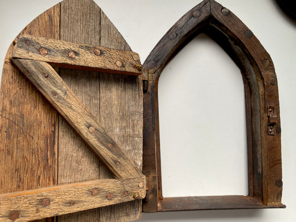 Curious Antique Arts & Crafts Period Miniature Folk Art Door c.1880-1920