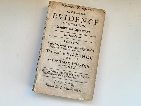 Antique Witchcraft Book Containing Plain Evidence Of Witches & Apparitions 1681 - Source Vintage