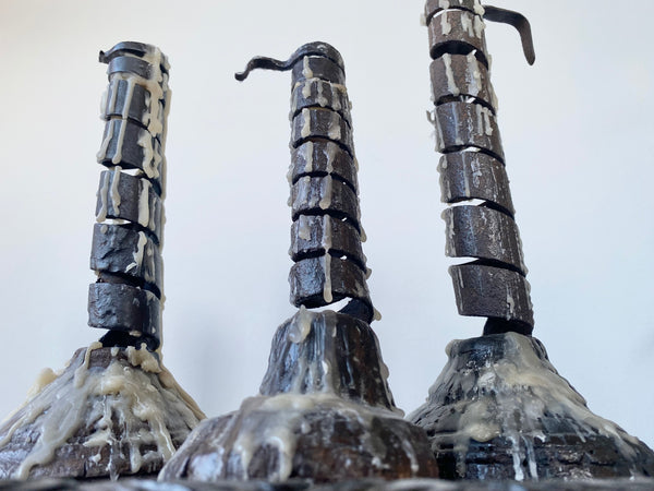 Trio Of Antique 18th/19th Century French Rat de Cave Candleholders Or Rushlights - Source Vintage