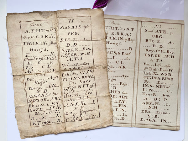 A Curious Manuscript Circa Early 18th Century Gravestone Epitaph Puzzle - Source Vintage