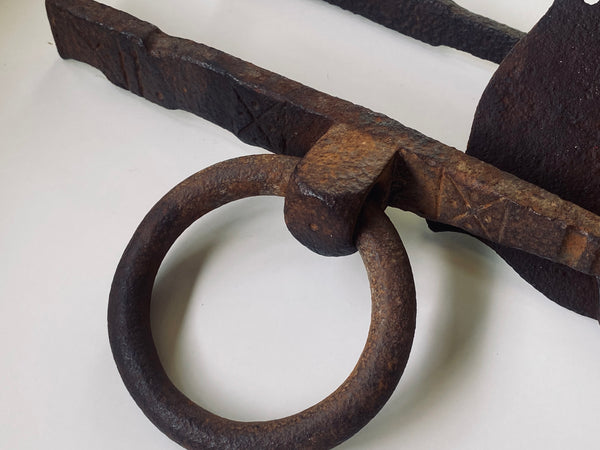 Rare Antique 18th Century Lever Arm Door Handle Latch With Collection Of Apotropaic Or ‘Witches Marks’ - Source Vintage