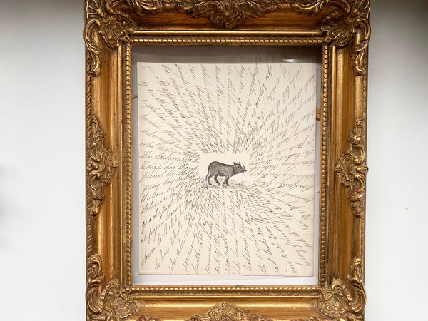 Antique 19th Century Folk Art Circular Hand Drawn Zoological Study - Source Vintage