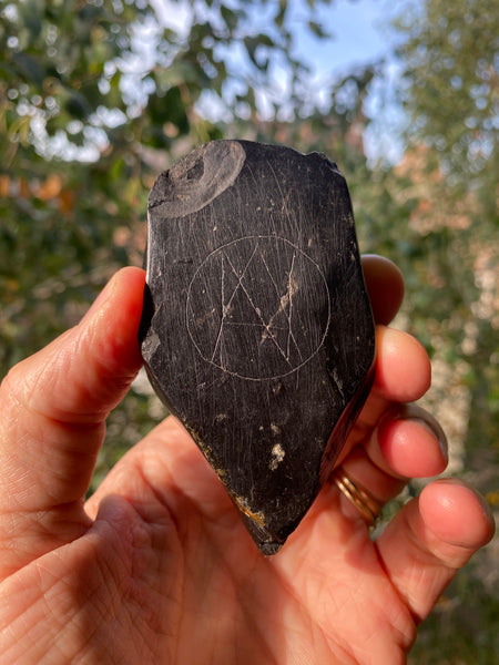 A Curious Whitby Jet Or Cannel Coal Object With A Mysterious Ritualistic Mark On The Back - Source Vintage