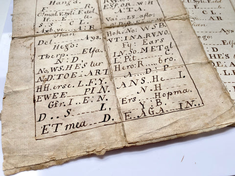 A Curious Manuscript Circa Early 18th Century Gravestone Epitaph Puzzle - Source Vintage