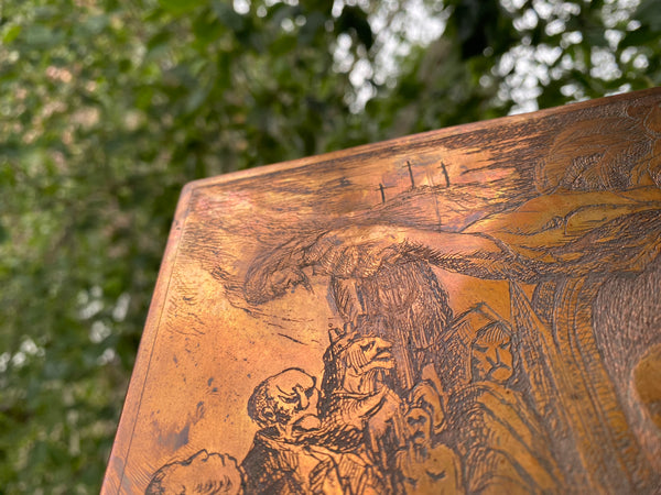 Rare Spooky Antique 19th Century Copper Printing Plate - Source Vintage