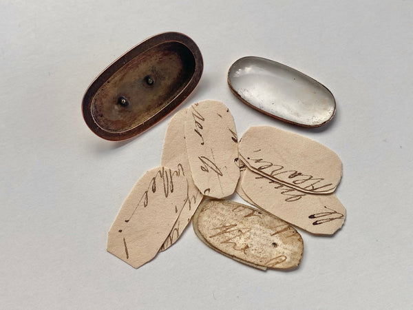 Unusual 19th Century Brooch Containing Period Miniature Paper Handwritten Notes - Source Vintage