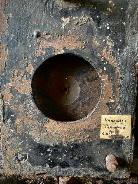 Salvaged Antique Warden’s Peephole From Hereford Gaol (1796-1870) With Handwritten Label