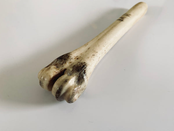 18th Century Initialled Folk Art Bone Apple Corer With Protective Markings - Source Vintage