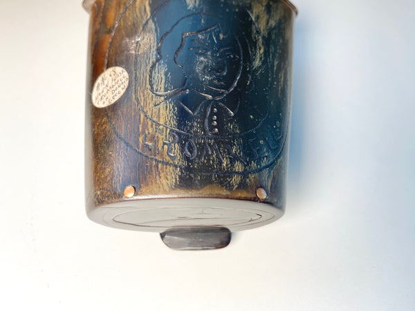 An Intriguing Late 18th-19th Century Horn Snuff Mull Depicting A Folk Art Engraved Image Of Oliver Cromwell - Source Vintage